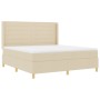 Cama Box Spring Crema con Colchón, 180x200 cm de Tela by , Beds and slatted bases - Ref: Foro24-3341789, Price: 660,78 €, Dis...