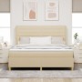 Cama Box Spring Crema con Colchón, 180x200 cm de Tela by , Beds and slatted bases - Ref: Foro24-3341789, Price: 660,78 €, Dis...