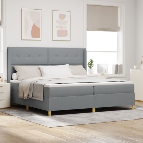 Cama Box Spring con Colchón Gris Claro 200x200 cm Tela de , Camas y somieres - Ref: Foro24-3341854, Precio: 660,32 €