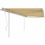 Toldo manual retráctil con postes amarillo y blanco 4x3 m by vidaXL, Awnings - Ref: Foro24-3069938, Price: 567,25 €, Discount: %