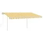Toldo manual retráctil con postes amarillo y blanco 4x3 m by vidaXL, Awnings - Ref: Foro24-3069938, Price: 567,25 €, Discount: %