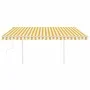 Toldo manual retráctil con postes amarillo y blanco 4x3 m by vidaXL, Awnings - Ref: Foro24-3069938, Price: 567,25 €, Discount: %