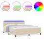 Cama Box Spring con Colchón & LED Crema 180x200 cm Tela by , Beds and slatted bases - Ref: Foro24-3342231, Price: 556,59 €, D...