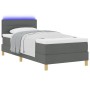 Cama con Box Spring con Colchón y Luz LED Gris Oscuro 90x200 cm Tela by , Beds and slatted bases - Ref: Foro24-3342332, Price...