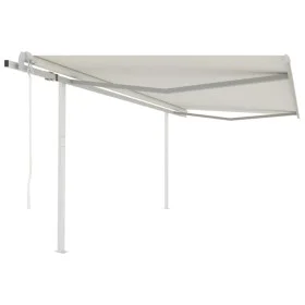 Toldo retráctil automático con postes crema 4,5x3 m by vidaXL, Awnings - Ref: Foro24-3069967, Price: 501,97 €, Discount: %