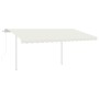 Toldo retráctil automático con postes crema 4,5x3 m