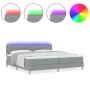 Cama con Base con Colchón y Luz LED Gris Claro 200x200 cm Tela by , Beds and slatted bases - Ref: Foro24-3342387, Price: 594,...