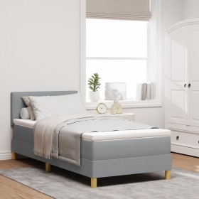 Cama con base con colchón y LED gris claro 100x200 cm tela by , Beds and slatted bases - Ref: Foro24-3342415, Price: 329,74 €...
