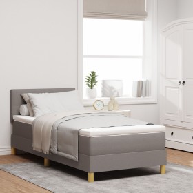 Cama Box Spring con Colchón y LED Taupe 100x200 cm Tela by , Beds and slatted bases - Ref: Foro24-3342419, Price: 355,30 €, D...