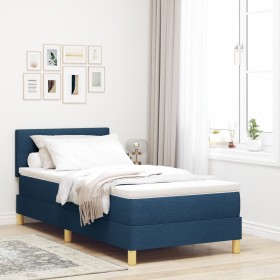 Cama Box Spring con Colchón y LED Azul 100x200 cm Tela by , Beds and slatted bases - Ref: Foro24-3342421, Price: 349,06 €, Di...