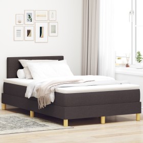 Cama con somier con colchón y LED marrón oscuro 120x200 cm tela by , Beds and slatted bases - Ref: Foro24-3342432, Price: 386...