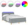 Cama con Box Spring con Colchón & Luz LED Gris Claro 140x190 cm Tela by , Beds and slatted bases - Ref: Foro24-3342436, Price...