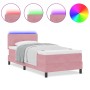 Cama con somier con colchón y LED Rosa 100x200 cm Terciopelo de , Camas y somieres - Ref: Foro24-3342637, Precio: 309,82 €, D...