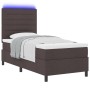Cama con Base de Resortes con Colchón y LED Marrón Oscuro 100x200 cm Tela von , Betten und Lattenroste - Ref: Foro24-3342770,...