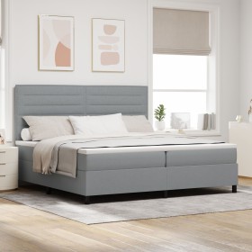 Cama con somier con colchón y luz LED gris 200x200 cm de tela de , Camas y somieres - Ref: Foro24-3342816, Precio: 740,22 €, ...
