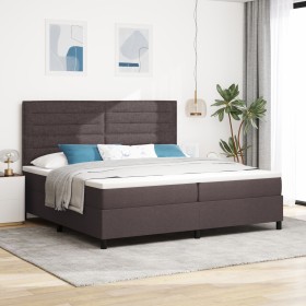 Cama con muelles con colchón y luces LED Marrón oscuro 200x200 cm Tela de , Camas y somieres - Ref: Foro24-3342819, Precio: 6...