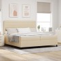 Cama con resortes con colchón y luz LED crema 200x200 cm tela von , Betten und Lattenroste - Ref: Foro24-3342821, Preis: 642,...