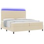 Cama con resortes con colchón y luz LED crema 200x200 cm tela von , Betten und Lattenroste - Ref: Foro24-3342821, Preis: 642,...