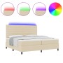 Cama con resortes con colchón y luz LED crema 200x200 cm tela von , Betten und Lattenroste - Ref: Foro24-3342821, Preis: 642,...