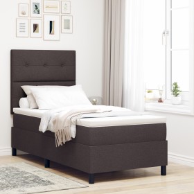 Cama con Somier con Colchón & Luz LED Marrón Oscuro 90x200 cm Tela de , Camas y somieres - Ref: Foro24-3342840, Precio: 347,0...