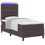 Cama con Somier con Colchón & Luz LED Marrón Oscuro 90x200 cm Tela de , Camas y somieres - Ref: Foro24-3342840, Precio: 347,0...