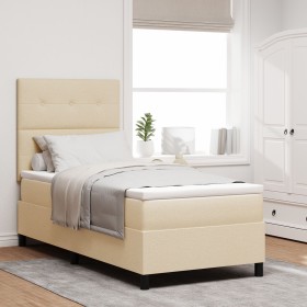 Cama de base de caja con colchón y LED crema 90x200 cm tela de , Camas y somieres - Ref: Foro24-3342842, Precio: 330,27 €, De...