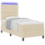 Cama de base de caja con colchón y LED crema 90x200 cm tela by , Beds and slatted bases - Ref: Foro24-3342842, Price: 330,27 ...
