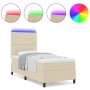 Cama de base de caja con colchón y LED crema 90x200 cm tela by , Beds and slatted bases - Ref: Foro24-3342842, Price: 330,27 ...