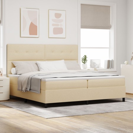 Cama con Box Spring y Colchón LED Crema 200x200 cm Tela von , Betten und Lattenroste - Ref: Foro24-3342898, Preis: 636,15 €, ...