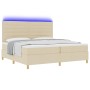 Cama con Somier y Colchón & LED Crema 200x200 cm Tela von , Betten und Lattenroste - Ref: Foro24-3343052, Preis: 644,00 €, Ra...