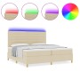 Cama con Somier y Colchón & LED Crema 200x200 cm Tela von , Betten und Lattenroste - Ref: Foro24-3343052, Preis: 644,00 €, Ra...