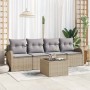 Conjunto de sofá de jardín 5 pcs Beige 55 x 55 x 37 cm