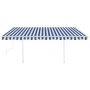 Manual retractable awning with blue and white poles 4x3.5 m by vidaXL, Awnings - Ref: Foro24-3070016, Price: 436,04 €, Discou...