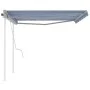 Manual retractable awning with blue and white poles 4x3.5 m by vidaXL, Awnings - Ref: Foro24-3070016, Price: 436,04 €, Discou...