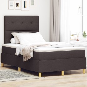 Estructura de Cama con Colchón Marrón oscuro Tela 120 x 200 cm de , Camas y somieres - Ref: Foro24-3343092, Precio: 407,23 €,...