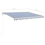 Manual retractable awning with blue and white poles 4x3.5 m by vidaXL, Awnings - Ref: Foro24-3070016, Price: 436,04 €, Discou...