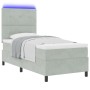 Cama Box Spring con Colchón y Luz LED Gris Claro 90x200 cm Terciopelo by , Beds and slatted bases - Ref: Foro24-3343286, Pric...
