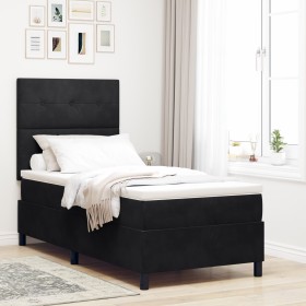 Cama Box Spring con Colchón y LED Negra 90x200 cm de Terciopelo de , Camas y somieres - Ref: Foro24-3343288, Precio: 326,58 €...