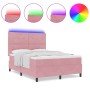 Cama con somier con colchón y LED Rosa 140x190 cm de terciopelo by , Beds and slatted bases - Ref: Foro24-3343315, Price: 515...