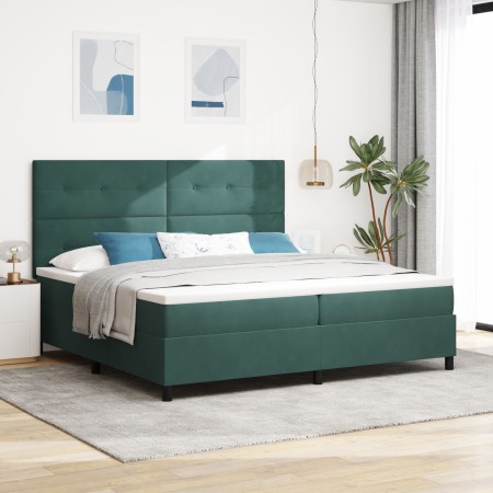 Cama con Somier y Colchón con LED Verde Oscuro 200x200 cm Terciopelo von , Betten und Lattenroste - Ref: Foro24-3343337, Prei...
