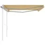 Toldo retráctil automático con postes amarillo y blanco 4x3,5 m by vidaXL, Awnings - Ref: Foro24-3070028, Price: 537,22 €, Di...