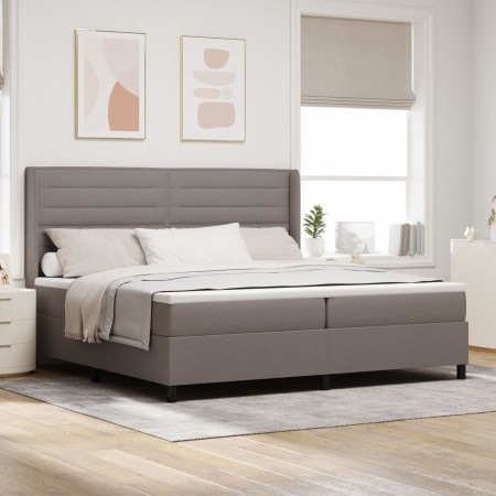 Cama Box Spring con colchón y LED Taupe 200x200 cm Tela by , Beds and slatted bases - Ref: Foro24-3343466, Price: 729,12 €, D...