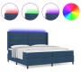 Cama de Box Spring con Colchón y LED Azul 200x200 cm Tela by , Beds and slatted bases - Ref: Foro24-3343531, Price: 737,01 €,...
