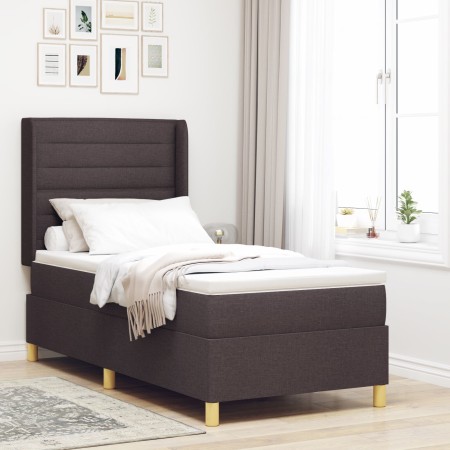 Cama Box Spring con Colchón y LED Marrón Oscuro 90x200 cm Tela von , Betten und Lattenroste - Ref: Foro24-3343612, Preis: 354...