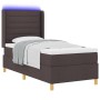 Cama Box Spring con Colchón y LED Marrón Oscuro 90x200 cm Tela de , Camas y somieres - Ref: Foro24-3343612, Precio: 361,41 €