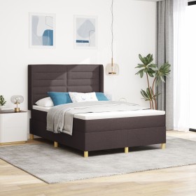 Cama con Somier y Colchón LED Marrón Oscuro 140x200 cm Tela by , Beds and slatted bases - Ref: Foro24-3343633, Price: 529,04 ...