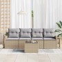 Conjunto de sofá de jardín 5 pcs Beige 55 x 55 x 37 cm