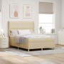Cama Box Spring con colchón y LED Crema 160x200 cm Tela by , Beds and slatted bases - Ref: Foro24-3343705, Price: 616,41 €, D...