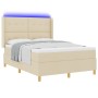 Cama Box Spring con colchón y LED Crema 160x200 cm Tela by , Beds and slatted bases - Ref: Foro24-3343705, Price: 616,41 €, D...