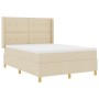 Cama Box Spring con colchón y LED Crema 160x200 cm Tela by , Beds and slatted bases - Ref: Foro24-3343705, Price: 616,41 €, D...